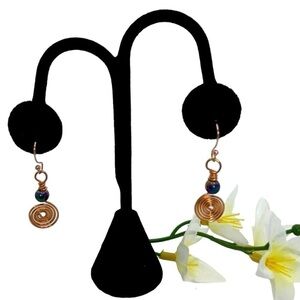 Earrings Copper Wrapped Spiral Handmade Dangle Earrings